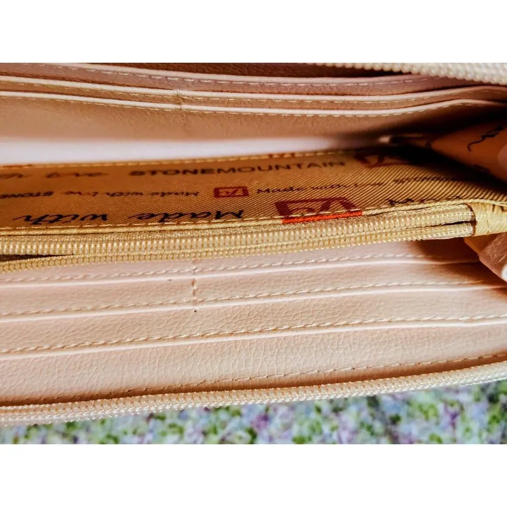 Pink Butterfly Leather Stone Mountain Wallet